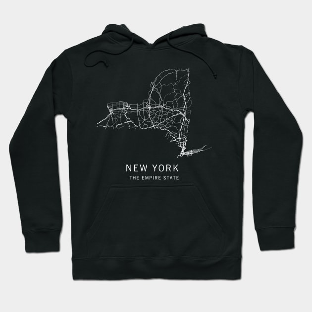 New York State Road Map Hoodie by ClarkStreetPress